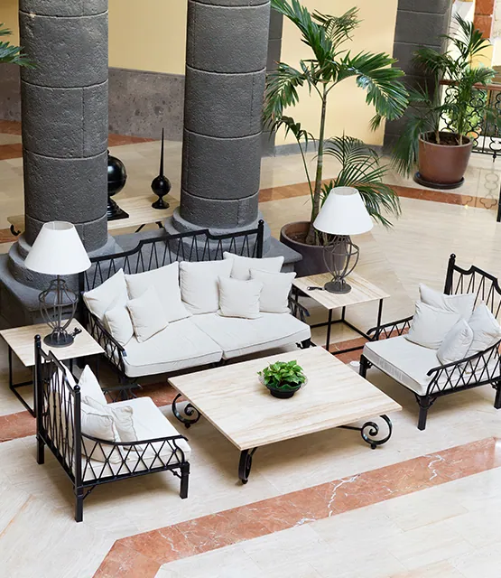 Empty, clean lobby entrance