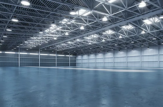 Empty, clean warehouse floor