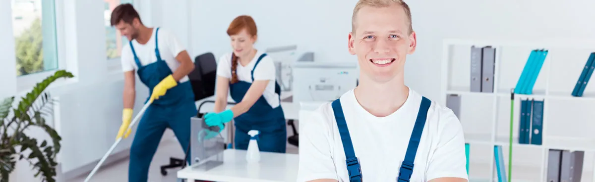 Technician performing floor care in a commercial space